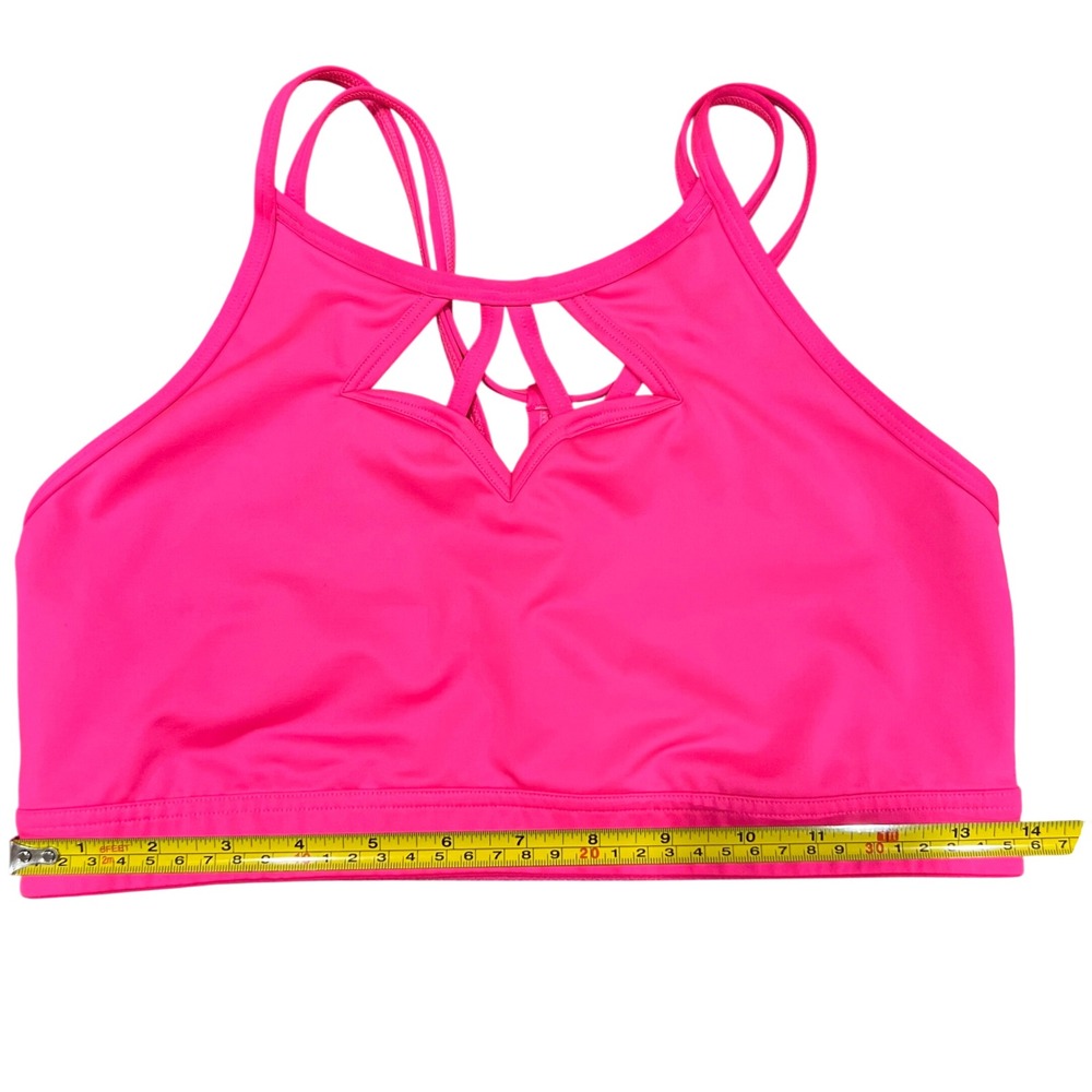 Victoria Sport Neon Pink Lattice Cutout Strappy Back Sports Bra Size Large - Picture 4 of 5